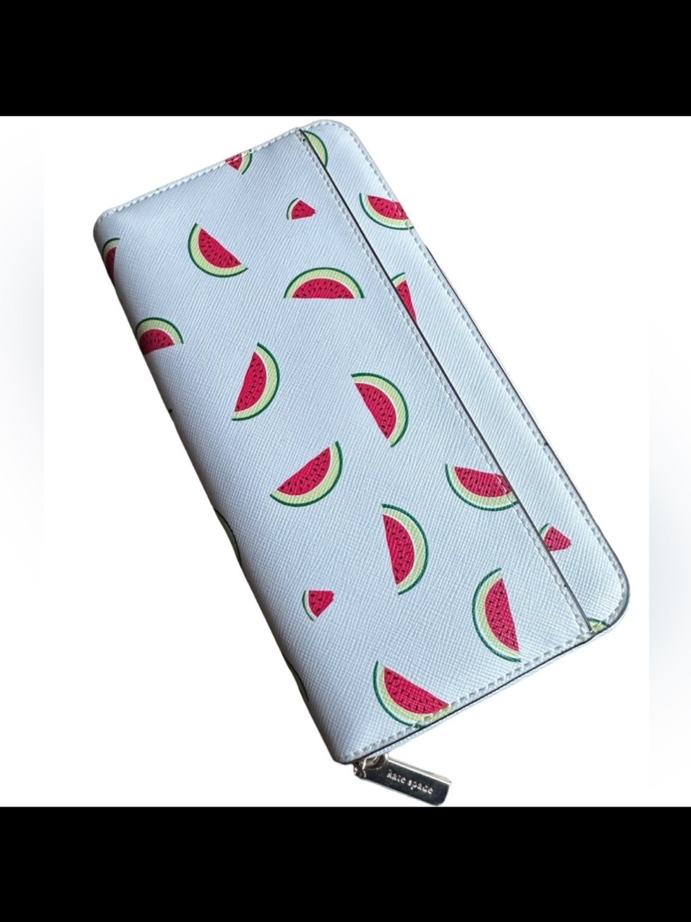 kate spade White Wallet with Pink and Green Watermelon Print